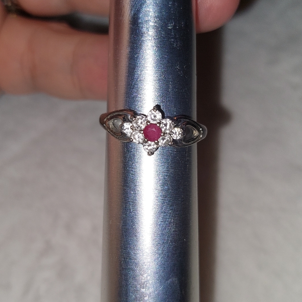 Silver And Ruby Diamond Gemstone Ring - image 7